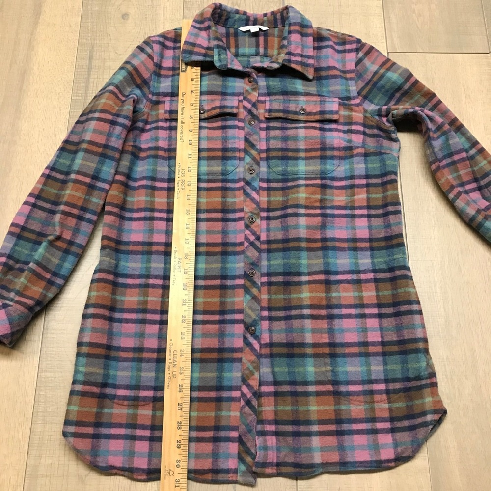L.L. Bean Chamois Cloth Shirt Womens Size M Pink Plaid Button Up Tunic Cabincore - Picture 10 of 11